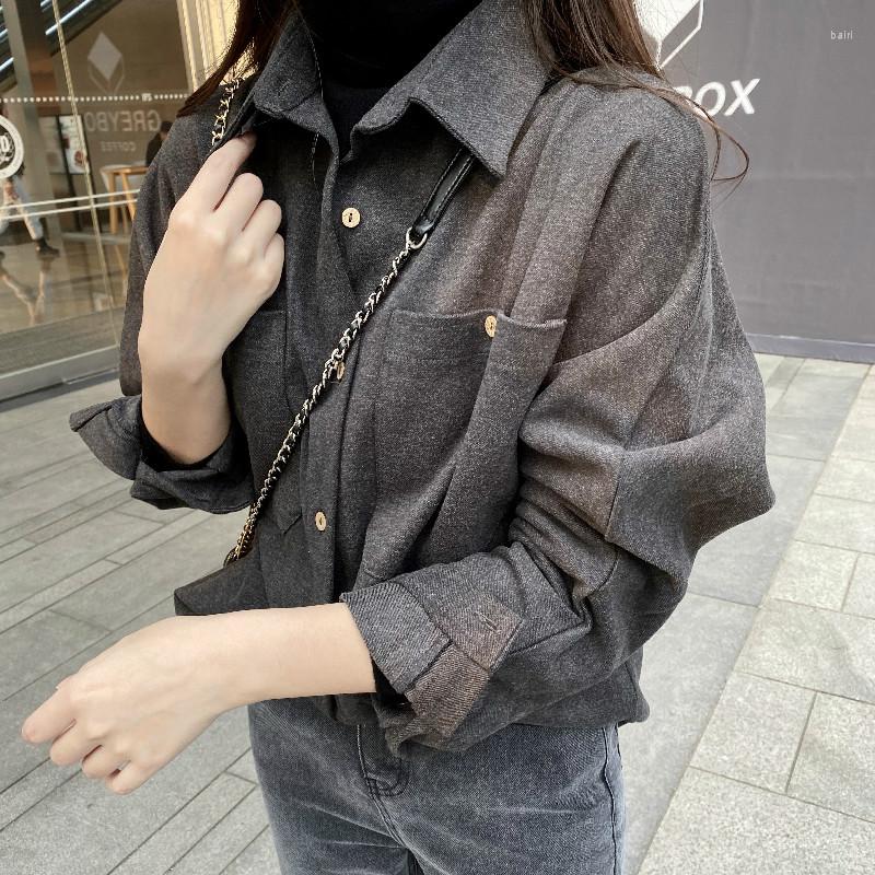 Women' Blouses High Quality Women Shirts Turndown Collar Long Sleeve Pockets Loose Casual And Tops Chemise Blusa Mujer 2022, Gray
Women' Blouses High Quality Women Shirts Turndown Collar Long Sleeve Pockets Loose Casual And Tops Chemise Blusa Mujer 2022, Gray