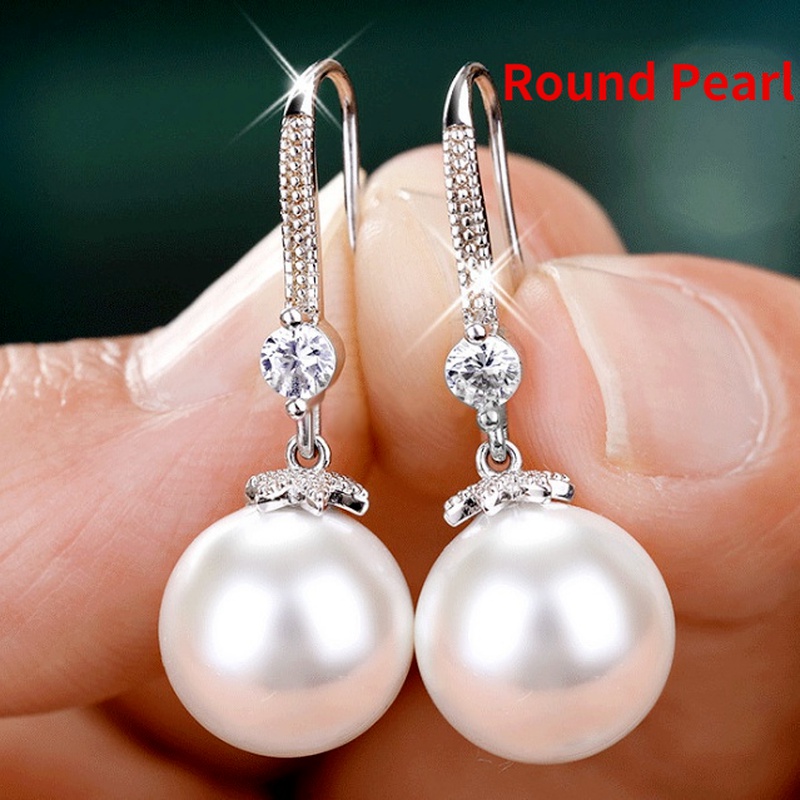 Fashion Drop for Women Shiny Red Green Round Imitation Pearls Earrings