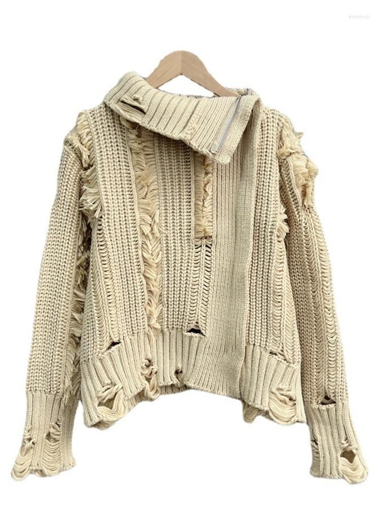 Women's Sweaters Hollow Out Khaki Women Clothing 2022 Autumn Winter Loose Zipper Long Sleeve High Collar Irregular Tops Knitted Sweater H761
Women's Sweaters Hollow Out Khaki Women Clothing 2022 Autumn Winter Loose Zipper Long Sleeve High Collar Irregular Tops Knitted Sweater H761