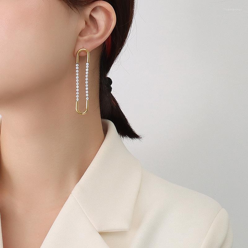 Dangle Earrings French Simple Fashion Ins Temperament Geometric U-shaped Exaggerated Zircon Titanium Gold Plated Earring For Women
Dangle Earrings French Simple Fashion Ins Temperament Geometric U-shaped Exaggerated Zircon Titanium Gold Plated Earring For Women