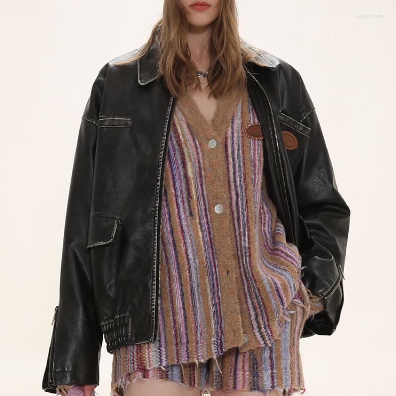 Women' Leather Jacket Vintage PU Women Loose Motorcycle Jackets For Clothing Female Fashion Korean Coat Zm1492, Black
Women' Leather Jacket Vintage PU Women Loose Motorcycle Jackets For Clothing Female Fashion Korean Coat Zm1492, Black