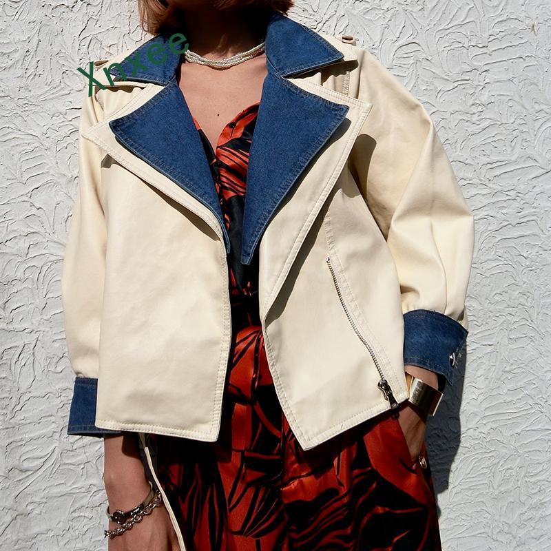 Women' Leather Xnxee 2022 Autumn Women Loose Soft Faux Jackets Lady Free Denim Patchwork PU Sleeve Coats Streetwear Black Beige
Women' Leather Xnxee 2022 Autumn Women Loose Soft Faux Jackets Lady Free Denim Patchwork PU Sleeve Coats Streetwear Black Beige