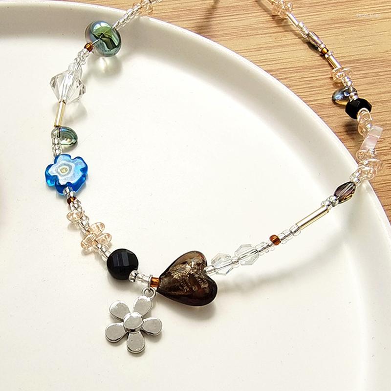 Chains Vintage Crystal Heart Flower Beaded Necklace For Women Asymmetric Charm Pendants Cute Choker Necklaces Party Jewelry Accessories
Chains Vintage Crystal Heart Flower Beaded Necklace For Women Asymmetric Charm Pendants Cute Choker Necklaces Party Jewelry Accessories