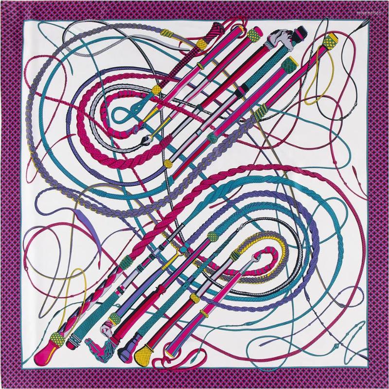 Scarves Twill Silk Square Scarf Whip Print Kerchief Bandana Women Hijab Shawl Wraps Designer 130 Cm
Scarves Twill Silk Square Scarf Whip Print Kerchief Bandana Women Hijab Shawl Wraps Designer 130 Cm
