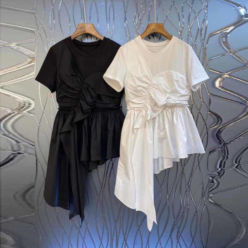 Women' T Shirts Summer Tees Eelegant Patchwork Ruffle Woman' T-shirt O Neck Short Sleeve Ruched Asymmetric 3XL Casual Shirt Female, Black
Women' T Shirts Summer Tees Eelegant Patchwork Ruffle Woman' T-shirt O Neck Short Sleeve Ruched Asymmetric 3XL Casual Shirt Female, Black
