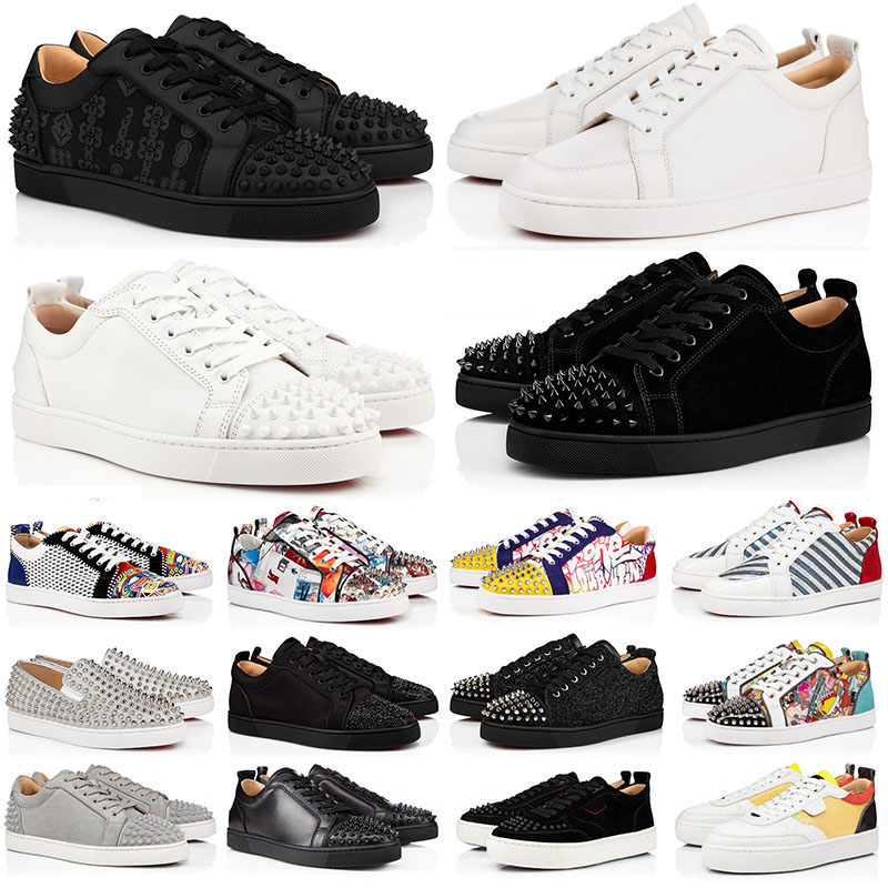 Designer low mens Dress shoes Black White Camo Green Glitter Grey Rivets leather suede mens fashion spikes Office Career Wedding trainers shoe sneakers