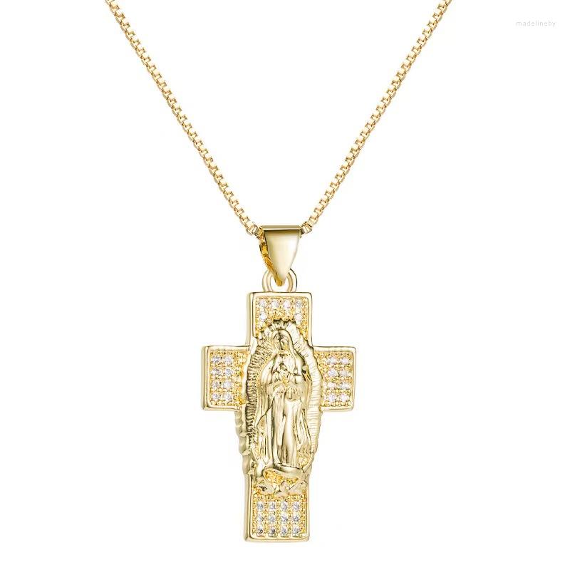Chains 2022 Personality Retro Cross Necklace Copper Gold-Plated Inlaid Zircon Virgin Mary Prayer Collarbone Chain
Chains 2022 Personality Retro Cross Necklace Copper Gold-Plated Inlaid Zircon Virgin Mary Prayer Collarbone Chain