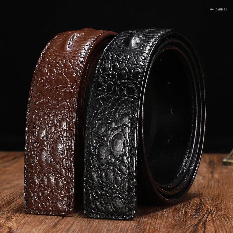 Belts No Buckle Luxury Crocodile Pattern Men Belt Leather Waist Strap Long Black Brown Male Jeans Waistband For
Belts No Buckle Luxury Crocodile Pattern Men Belt Leather Waist Strap Long Black Brown Male Jeans Waistband For