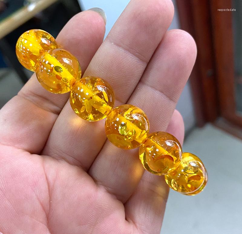 Strand Certificate 12mm Natural Yellow Mexico Amber Beeswax Bracelet