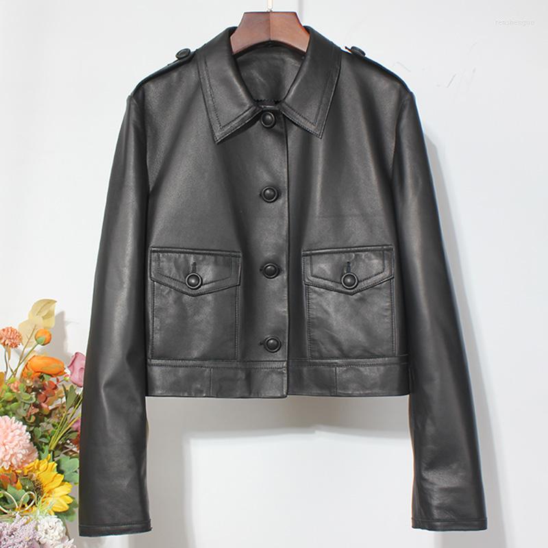 Women's Leather Women's Jackets Crop Biker Genuine Sheepskin Solid Turn Down Collar Full Sleeve Button Coats 2022 CL4017, Black
Women's Leather Women's Jackets Crop Biker Genuine Sheepskin Solid Turn Down Collar Full Sleeve Button Coats 2022 CL4017, Black