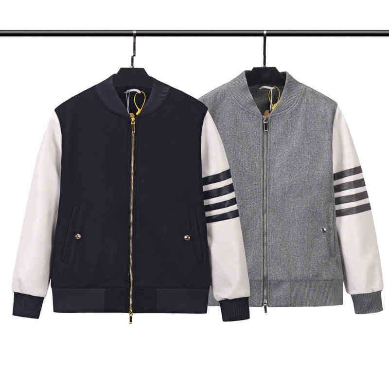 Tb Baseball Uniform Wool Striped Jacket Casual Designer Mens Panelled Leather Sleeve Coat, Gray
Tb Baseball Uniform Wool Striped Jacket Casual Designer Mens Panelled Leather Sleeve Coat, Gray