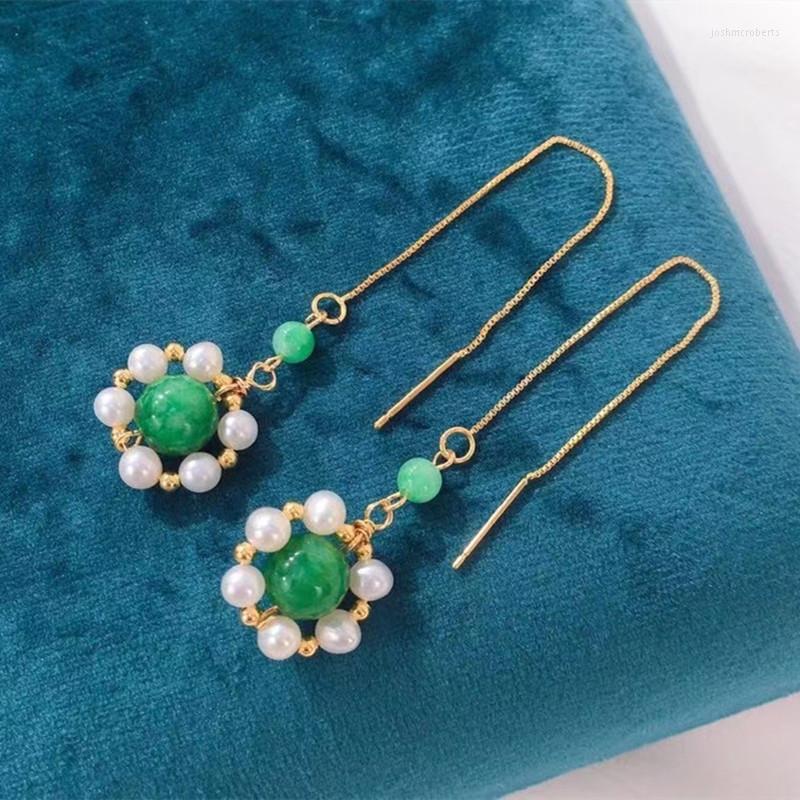 Dangle Earrings Vintage Green Agate Natural Whihte Real Fresh Water Pearl Gold Plated Long Chain Earring Handmade Quality Jewelry
Dangle Earrings Vintage Green Agate Natural Whihte Real Fresh Water Pearl Gold Plated Long Chain Earring Handmade Quality Jewelry