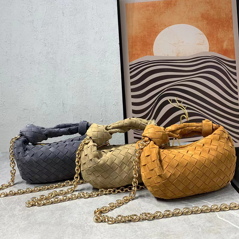New designer bag Mini jodie series it bag woven detachable wrist strap chain frosted cow leather crescent bags for women One shoulder diagonal cross handbag, Brown
New designer bag Mini jodie series it bag woven detachable wrist strap chain frosted cow leather crescent bags for women One shoulder diagonal cross handbag, Brown