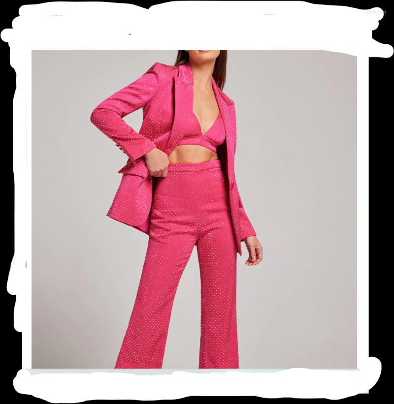 Women's Two Piece Pants Luxury Glitter Rhinestone 2pcs Pantsuit Pink Bling Crystal Blazer High Waist Wide Leg Pant Cocktail Party Birthday, Black
Women's Two Piece Pants Luxury Glitter Rhinestone 2pcs Pantsuit Pink Bling Crystal Blazer High Waist Wide Leg Pant Cocktail Party Birthday, Black