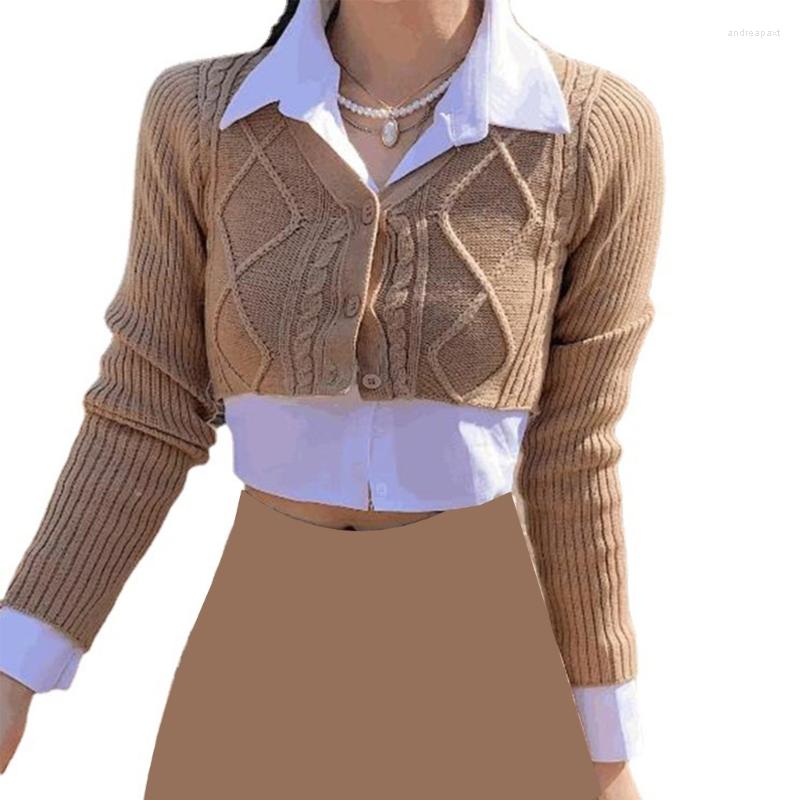 Women' Knits Women Knitted Short Sweater Cardigan Solid Color Long Sleeve Loose Crop, Picture shown 
Women' Knits Women Knitted Short Sweater Cardigan Solid Color Long Sleeve Loose Crop, Picture shown
