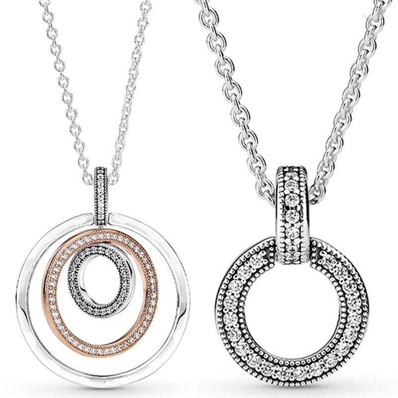 Chains 925 Sterling Silver Double Two-tone Circles With Crystal Pendant & Necklace Fit Europe Bead Charm Trendy DIY Jewelry
Chains 925 Sterling Silver Double Two-tone Circles With Crystal Pendant & Necklace Fit Europe Bead Charm Trendy DIY Jewelry