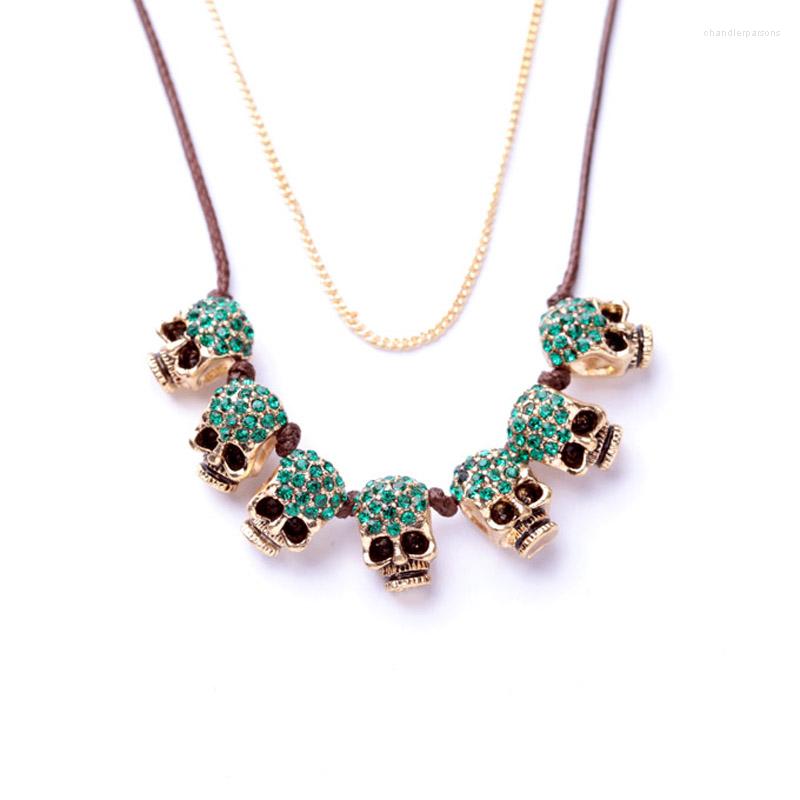 Pendant Necklaces Imitated Gold Color Thin Chain 7 Green Rhinestone Zinc Alloy Skull Girl Elegant Necklace Pendants
Pendant Necklaces Imitated Gold Color Thin Chain 7 Green Rhinestone Zinc Alloy Skull Girl Elegant Necklace Pendants