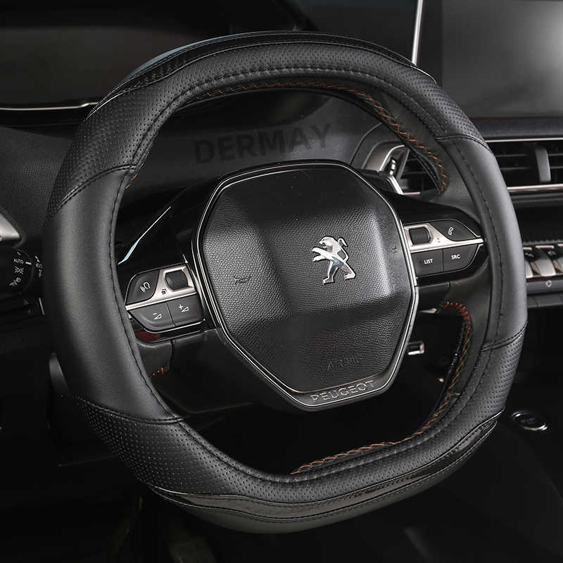 Steering Wheel Covers for Peugeot 3008 4008 5008 Car Steering Wheel Cover Carbon Fibre PU Leather Auto Accessories interior Coche T221108