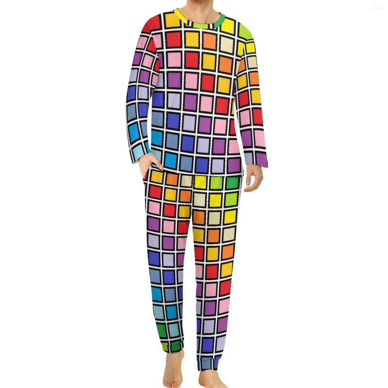 Men' Sleepwear Rainbow Squares Pajamas Spring Broader Spectrum Bedroom Nightwear Men 2 Piece Custom Long-Sleeve Lovely Oversize Pajama Sets, Style-1
Men' Sleepwear Rainbow Squares Pajamas Spring Broader Spectrum Bedroom Nightwear Men 2 Piece Custom Long-Sleeve Lovely Oversize Pajama Sets, Style-1