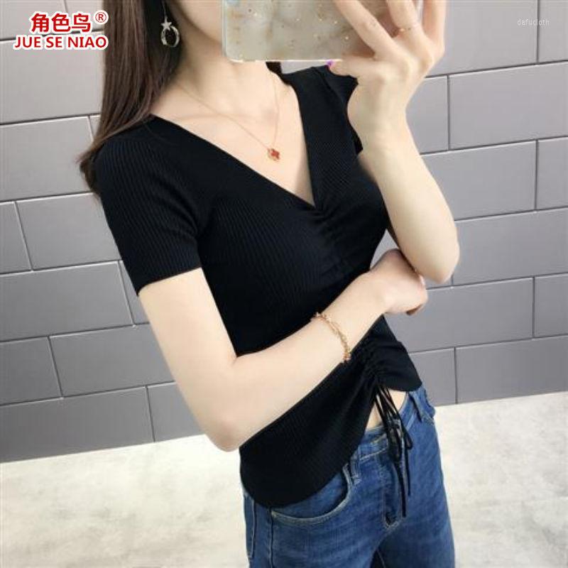 Women's Sweaters Woman Summer V-neck Short Sleeve Ice Silk T-shirt Women's Lace-up Drawstring Slim Fit Midriff-Baring Sexy Knitted Top, C98-blue
Women's Sweaters Woman Summer V-neck Short Sleeve Ice Silk T-shirt Women's Lace-up Drawstring Slim Fit Midriff-Baring Sexy Knitted Top, C98-blue