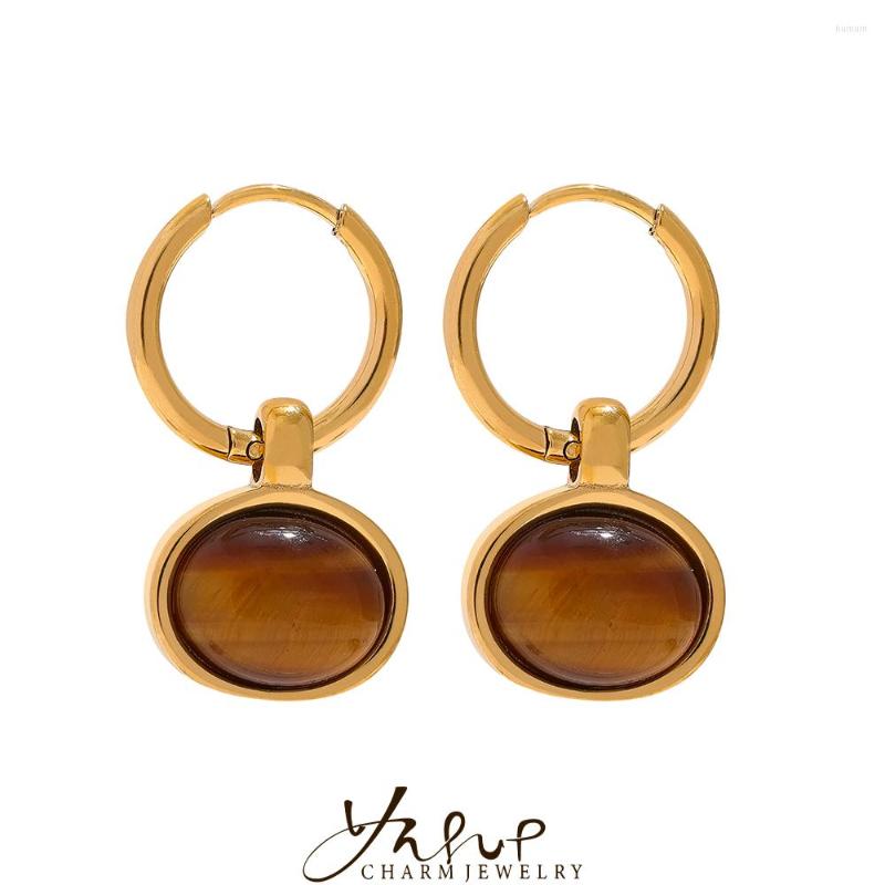 Dangle Earrings Yhpup PVD-18k Gold Plated Natural Stone Green Agent Tiger Drop Stainless Steel 2022 Vintage Charm Chic Jewelry Earring
Dangle Earrings Yhpup PVD-18k Gold Plated Natural Stone Green Agent Tiger Drop Stainless Steel 2022 Vintage Charm Chic Jewelry Earring