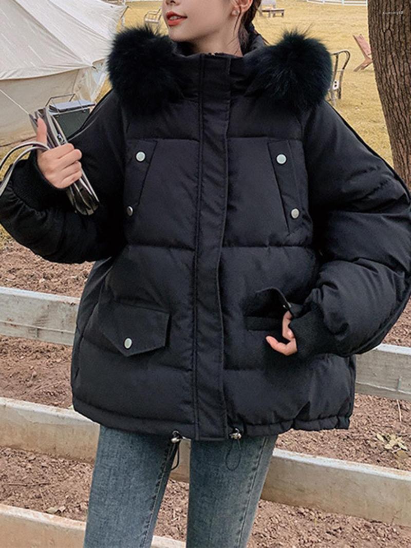 Women's Down Winter Warm Padded Jacket Women Casual Detachable Fur Collar Stand Zipper Pockets Parkas Coats Feminina Cotton Clothes, Black
Women's Down Winter Warm Padded Jacket Women Casual Detachable Fur Collar Stand Zipper Pockets Parkas Coats Feminina Cotton Clothes, Black