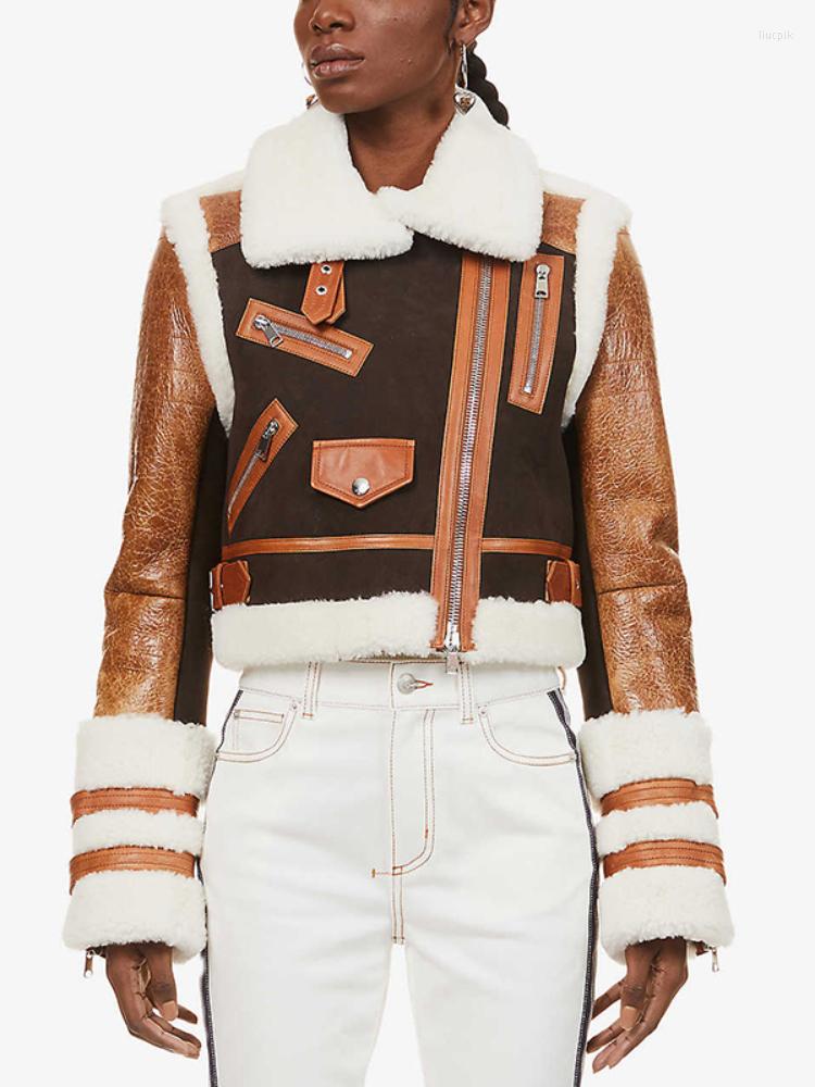 Women's Leather HIGH STREET Est Winter Designer Jacket Women's Zippers Patchwork Synthetic Fur Overcoat, Auburn
Women's Leather HIGH STREET Est Winter Designer Jacket Women's Zippers Patchwork Synthetic Fur Overcoat, Auburn