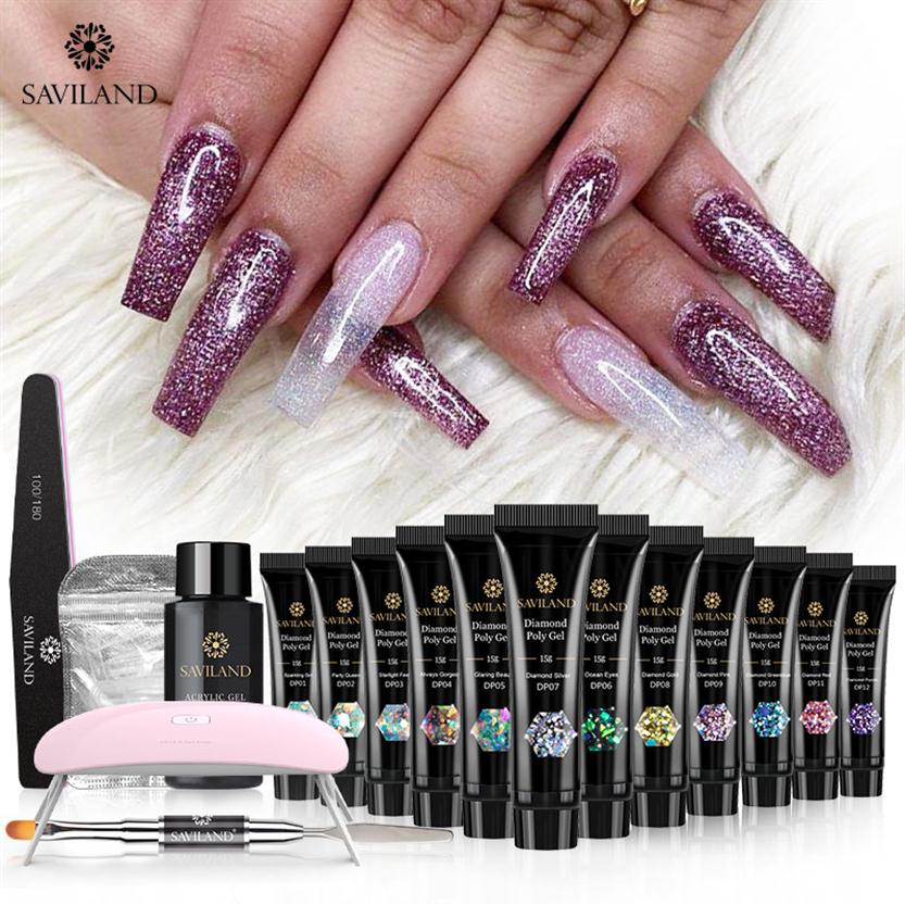 SAVILAND Glitter Diamond Ploy Gel Set Acrylic UV Builder Gel Lacquer Gel Polish Long-lasting Soak Off Nail Art Design Kits231L 
SAVILAND Glitter Diamond Ploy Gel Set Acrylic UV Builder Gel Lacquer Gel Polish Long-lasting Soak Off Nail Art Design Kits231L