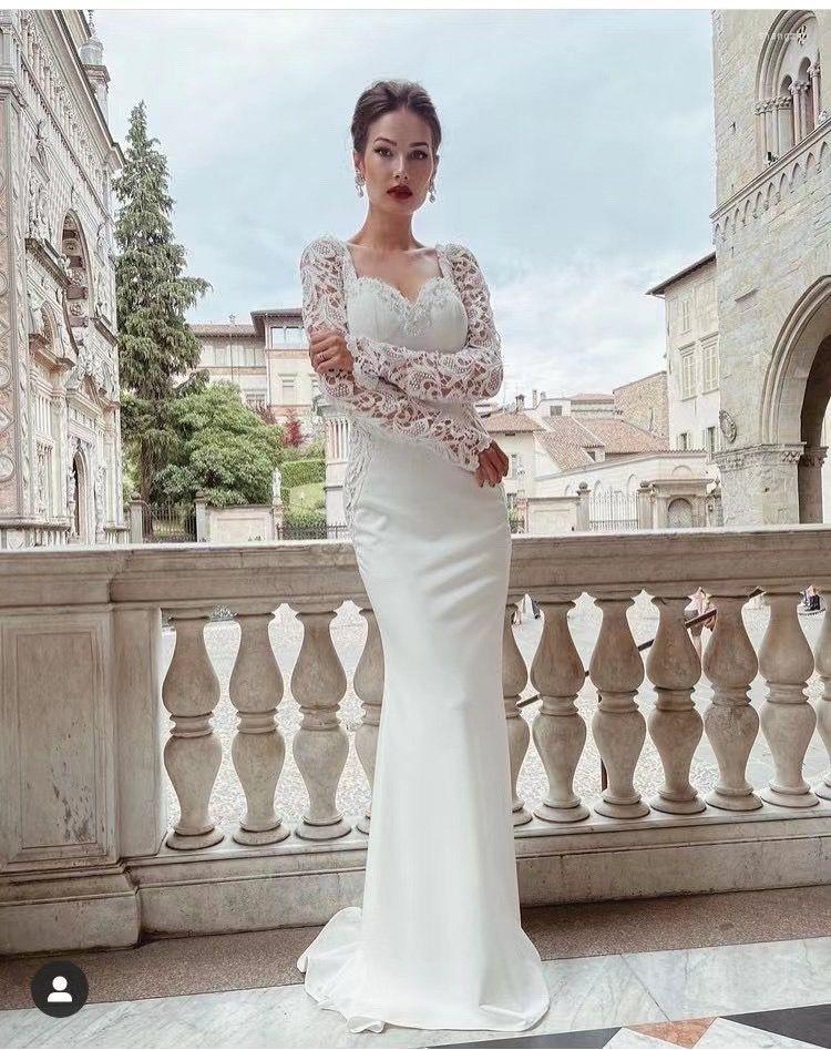 Casual Dresses High Quality White Ivory Mermaid Lace Full Sleeve Fahion Elegant Long Sleeves Bridal Gowns Custom Made Vestidos, Silver
Casual Dresses High Quality White Ivory Mermaid Lace Full Sleeve Fahion Elegant Long Sleeves Bridal Gowns Custom Made Vestidos, Silver