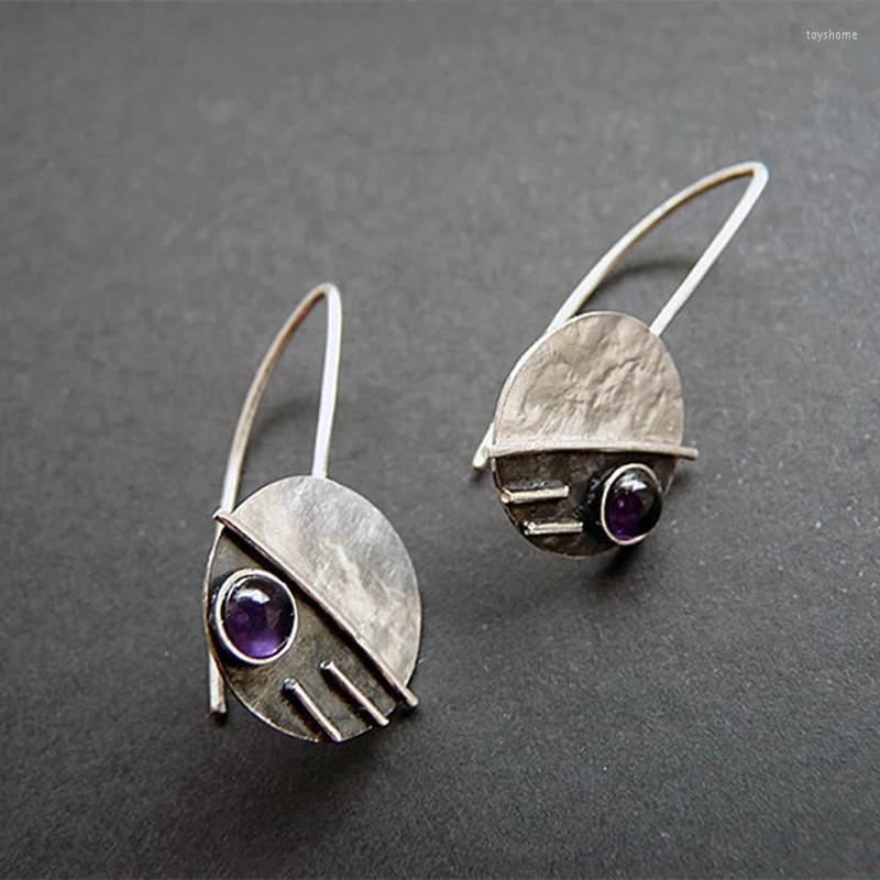 Dangle Earrings Vintage Circle Carved Metal Long Hook Ethnic Silver Color Round Disc Purple Stone Drop For Women Accessories
Dangle Earrings Vintage Circle Carved Metal Long Hook Ethnic Silver Color Round Disc Purple Stone Drop For Women Accessories