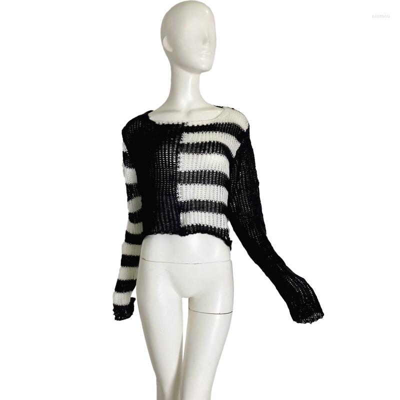 Women's Sweaters Y2k Girl O Neck Long Sleeve Hollow Goth Punk Gothic Female Striped Contrast Color Pullover Short Sweater Knit Crop Top, Purple
Women's Sweaters Y2k Girl O Neck Long Sleeve Hollow Goth Punk Gothic Female Striped Contrast Color Pullover Short Sweater Knit Crop Top, Purple