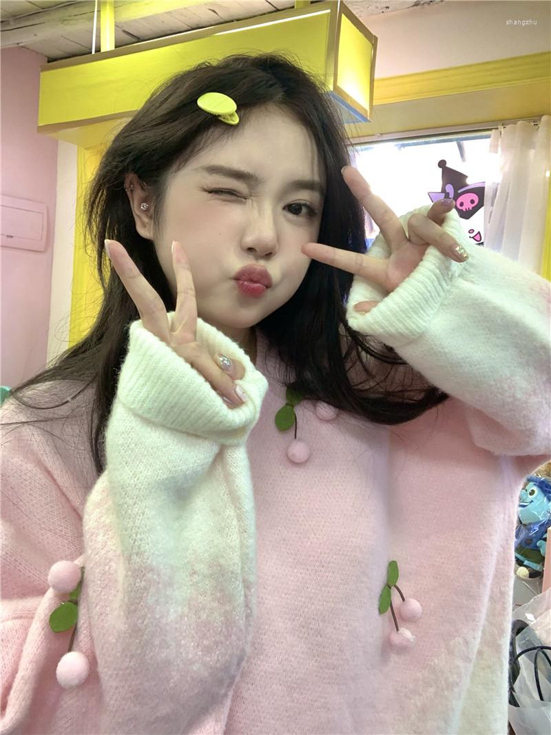 Women's Sweaters Autumn Winter Korean Style Sweet Girl Sweater Gradual Color Stereo Cherry Loose O-neck Knitting Pullover Fashion Female, Pink
Women's Sweaters Autumn Winter Korean Style Sweet Girl Sweater Gradual Color Stereo Cherry Loose O-neck Knitting Pullover Fashion Female, Pink