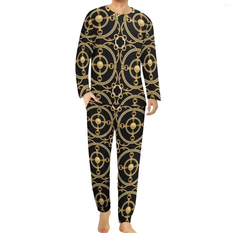 Men' Sleepwear Golden Chain Print Pajamas Long Sleeves Circles Art 2 Pieces Bedroom Pajama Sets Autumn Mens Design Elegant Big Size Home, Style-12
Men' Sleepwear Golden Chain Print Pajamas Long Sleeves Circles Art 2 Pieces Bedroom Pajama Sets Autumn Mens Design Elegant Big Size Home, Style-12
