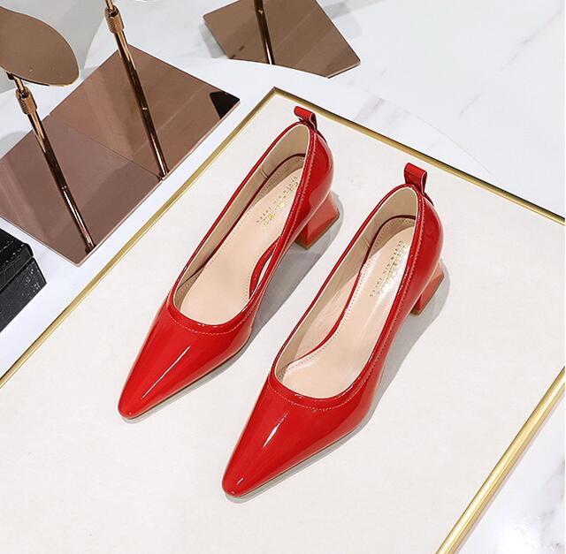 New Mid Heel Shoes Patent Leather Women Pumps Pointed Professional OL Women's Shoes Thick Heel Ladies Sheos, Khaki
New Mid Heel Shoes Patent Leather Women Pumps Pointed Professional OL Women's Shoes Thick Heel Ladies Sheos, Khaki