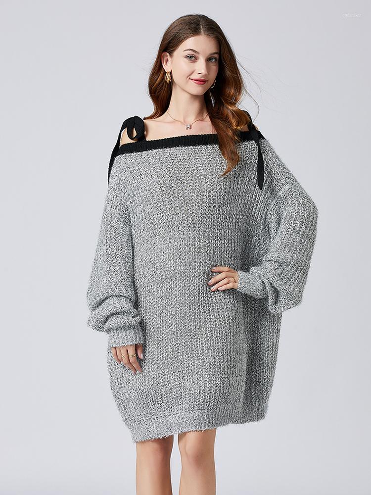 Women's Sweaters Sexy Club Off Shoulder Long Pullover Jumper Lazy Style Bow Tie Spaghetti Strap Shiny Mohair Knitted Soft Thick Loose, Silver
Women's Sweaters Sexy Club Off Shoulder Long Pullover Jumper Lazy Style Bow Tie Spaghetti Strap Shiny Mohair Knitted Soft Thick Loose, Silver