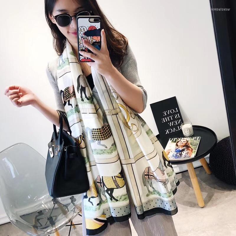 Scarves Fashion Women Scarf Chain Carriage Printed Silk Long Designer Soft Lady Wrap Shawl
Scarves Fashion Women Scarf Chain Carriage Printed Silk Long Designer Soft Lady Wrap Shawl