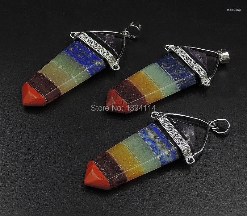 Pendant Necklaces 7 Chakra Stones Double Points Sword Pendants Glued With Copper Swing Caps Of Plating Platina Approx 55 25 Mm
Pendant Necklaces 7 Chakra Stones Double Points Sword Pendants Glued With Copper Swing Caps Of Plating Platina Approx 55 25 Mm