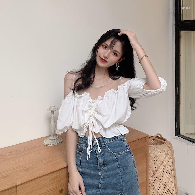 Women' Blouses Women Blouse Chiffon 2022 Summer Mesh Stitching Drawstring Ruffled Puff Sleeve Short Top For Blusas Mujer De Moda, Black
Women' Blouses Women Blouse Chiffon 2022 Summer Mesh Stitching Drawstring Ruffled Puff Sleeve Short Top For Blusas Mujer De Moda, Black