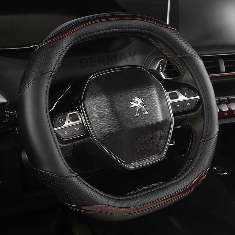 Steering Wheel Covers for Peugeot 3008 4008 5008 Car Steering Wheel Cover Carbon Fibre PU Leather Auto Accessories interior Coche T221108