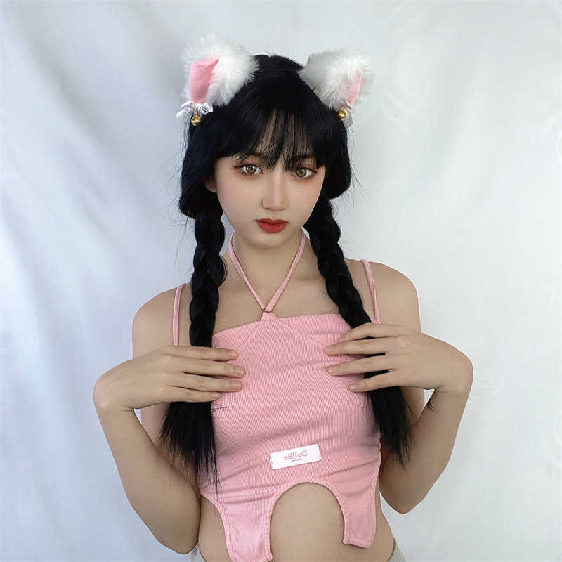 Hair Lace Wigs Female Long Straight Hair Twist Braid Air Bangs Double tail Fashion Net Red Same Wig, Purple 
Hair Lace Wigs Female Long Straight Hair Twist Braid Air Bangs Double tail Fashion Net Red Same Wig, Purple