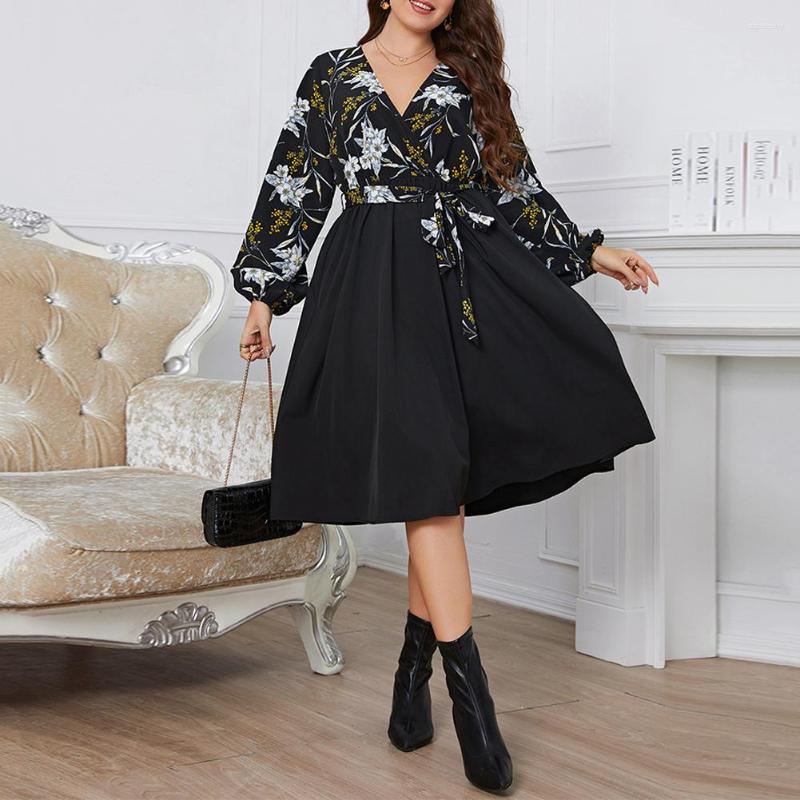 Plus Size Dresses Women Print Dress Long Sleeve V-Neck Lace Up Autumn Winter Knee Length Vintage Elegant -4XL, Black
Plus Size Dresses Women Print Dress Long Sleeve V-Neck Lace Up Autumn Winter Knee Length Vintage Elegant -4XL, Black