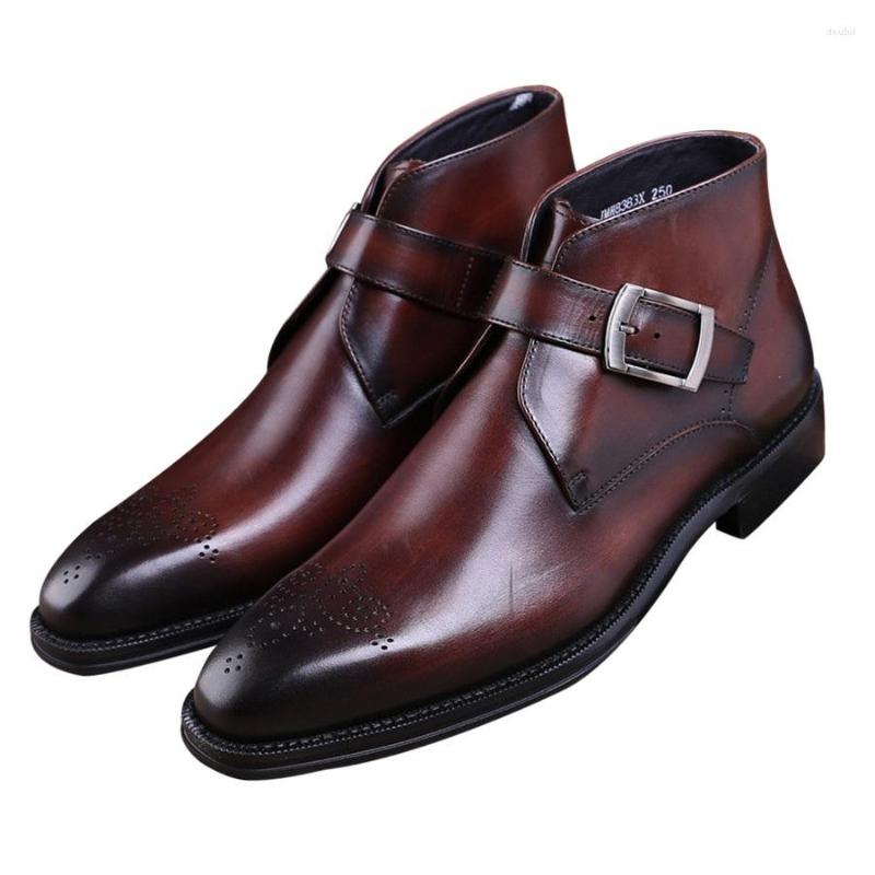 Dress Shoes Fashion Goodyear Welt Brown Tan / Black Mens Ankle Boots Genuine Leather Male With Buckle
Dress Shoes Fashion Goodyear Welt Brown Tan / Black Mens Ankle Boots Genuine Leather Male With Buckle