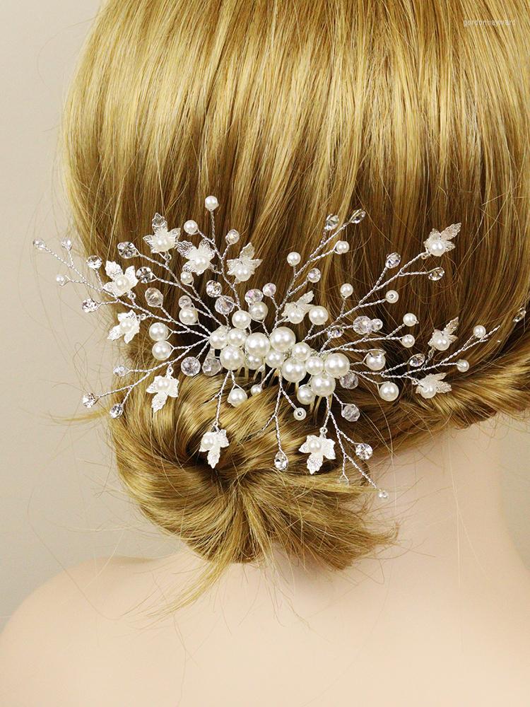 Headpieces Silver Pearls Leaves Hair Jewelry Rhinestone Handmade Bride Headdress Clips Wedding Comb Tiara Accessories
Headpieces Silver Pearls Leaves Hair Jewelry Rhinestone Handmade Bride Headdress Clips Wedding Comb Tiara Accessories
