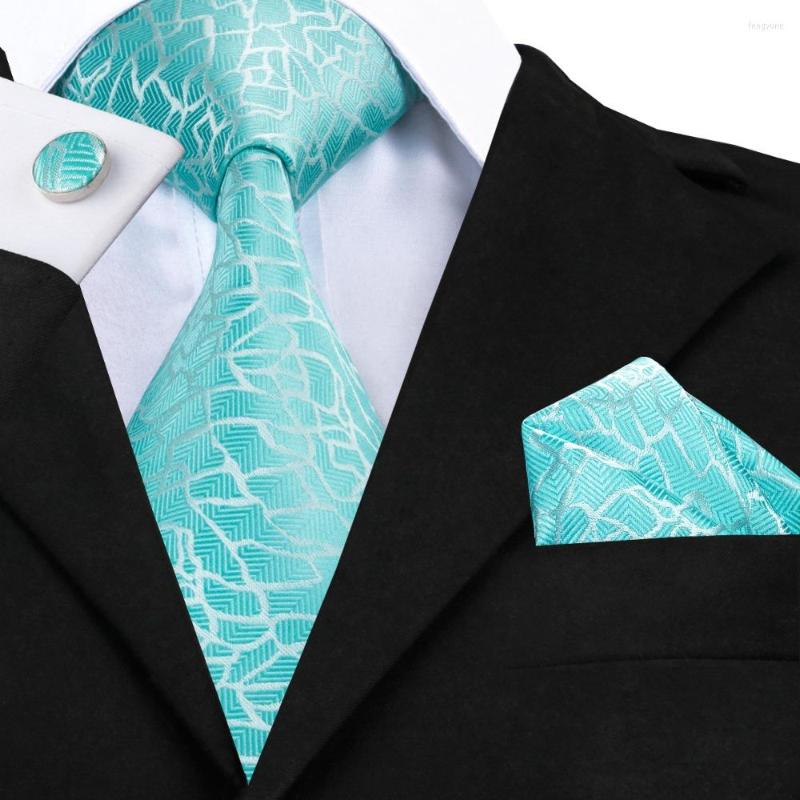 

Bow Ties SN-1038 Blue Novelty Tie Hanky Cufflinks Sets Men's Silk For Men Formal Wedding Party Groom