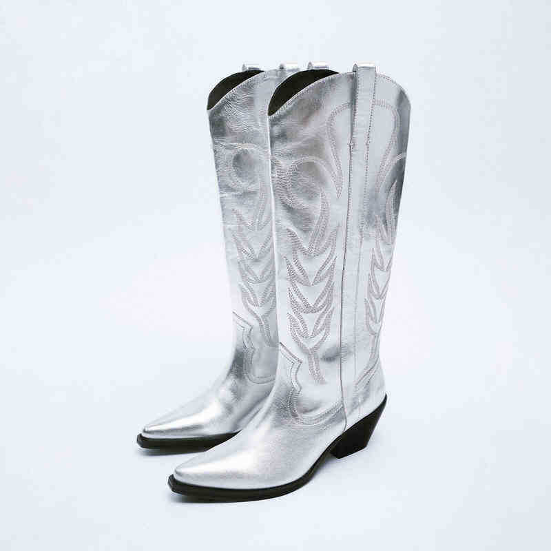 Women Boots 2022 New Za Autumn Winter Ra High Silver Embroidered Chelsea Western Cowboy Knight 07091011
Women Boots 2022 New Za Autumn Winter Ra High Silver Embroidered Chelsea Western Cowboy Knight 07091011