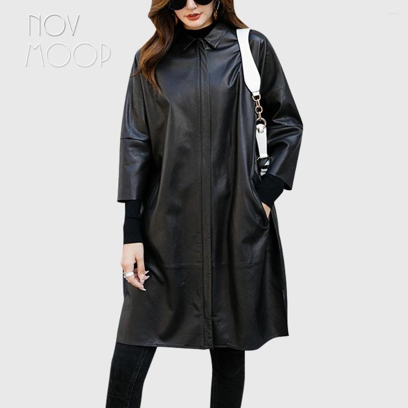 Women' Leather Novmoop Sheepskin Genuine Women Oversize Trench Coat Elegant Office Lady Wear Spring Autumn Gabardina De Cuero LT3490, Black
Women' Leather Novmoop Sheepskin Genuine Women Oversize Trench Coat Elegant Office Lady Wear Spring Autumn Gabardina De Cuero LT3490, Black