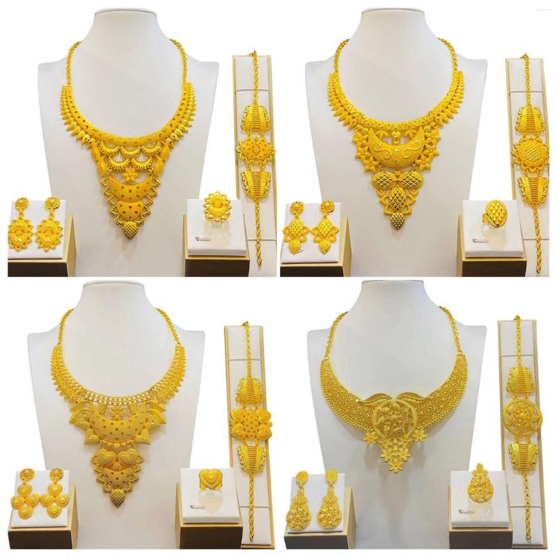 Necklace Earrings Set 2022 African Gold Plated Jewelry And Rings Wedding Bridal Of Dubai For Women, Picture shown
Necklace Earrings Set 2022 African Gold Plated Jewelry And Rings Wedding Bridal Of Dubai For Women, Picture shown