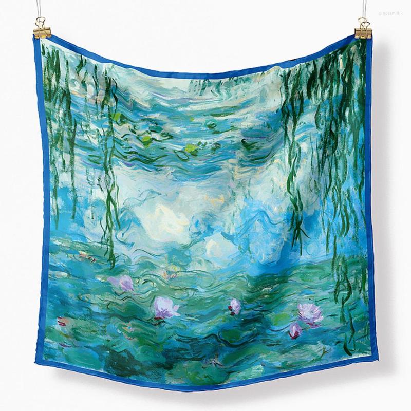 Scarves Twill Silk Scarf Women Bandana Small Hijab Foulard Tie Headband Neckerchief Brand Water Lily Oil Painting
Scarves Twill Silk Scarf Women Bandana Small Hijab Foulard Tie Headband Neckerchief Brand Water Lily Oil Painting