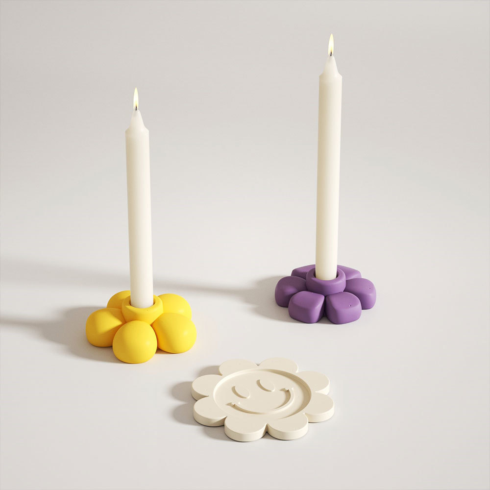 Candles Concrete Taper Candle Holder Mold Flower Candlestick and Coaster Silicone Mould Home Decor 221108