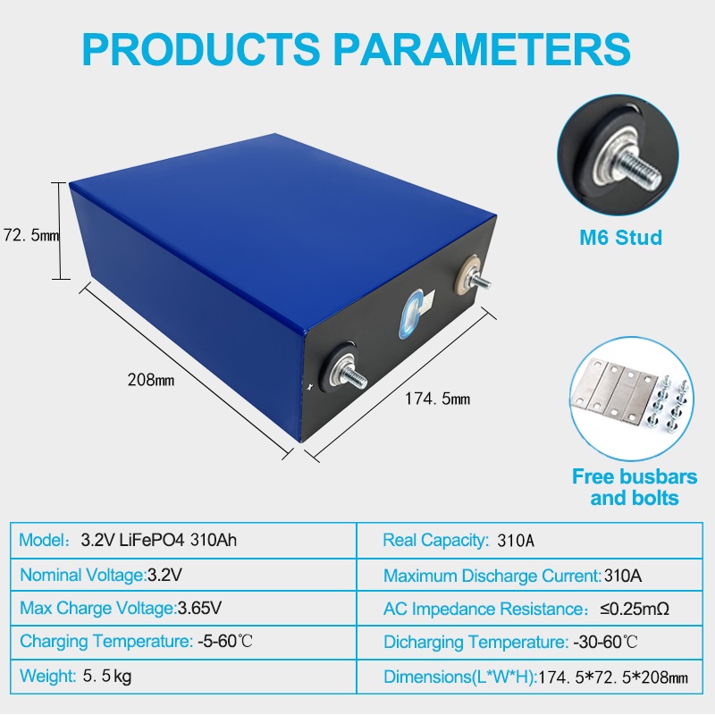 New Grade A LiFePO4 Battery Cells 3.2V 280Ah 310Ah 320Ah Lithium ion Batteries LFP Cell Prismatic LF280K For 12.8V 24V 48V 96V Solar Home ESS RV Boats